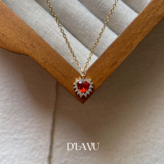 Dây chuyền nữ Dlavu 23 - Zircon đỏ cam