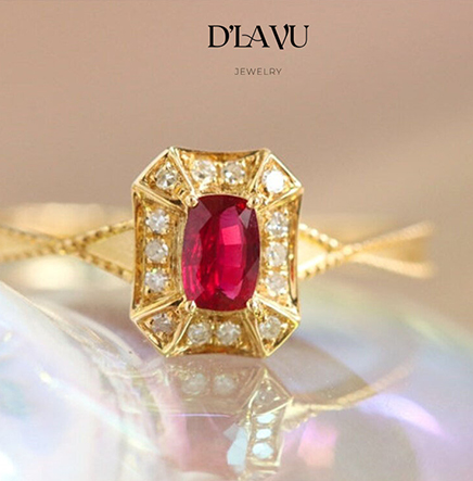 Nhẫn cầu hôn đá Spinel đỏ